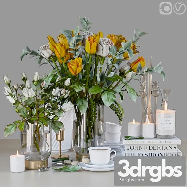 Decorative set Yellow roses 3dsmax Download