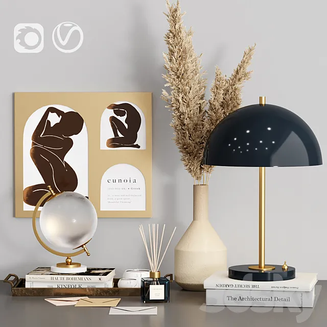 Decorative Set Zara Home with Dry Plants 3DSMax File