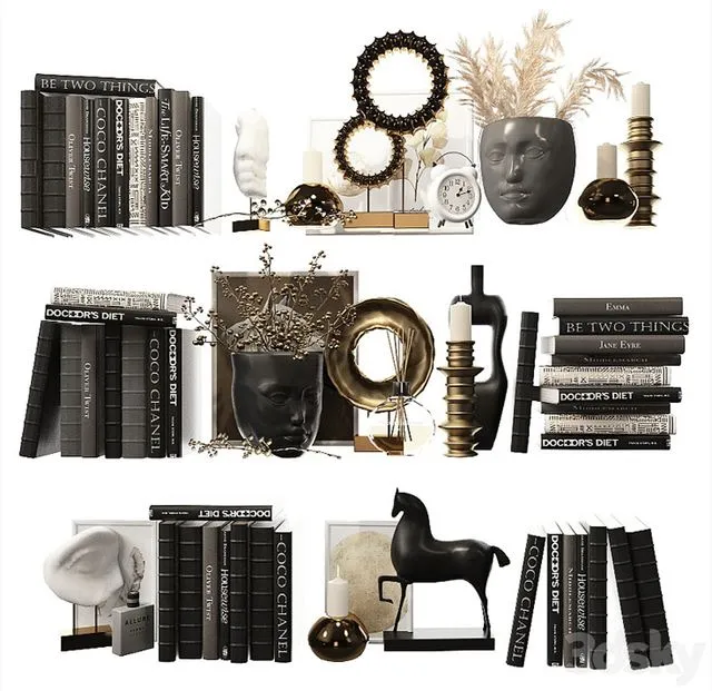 Decorative shelf filling set 6 3dsMax Model