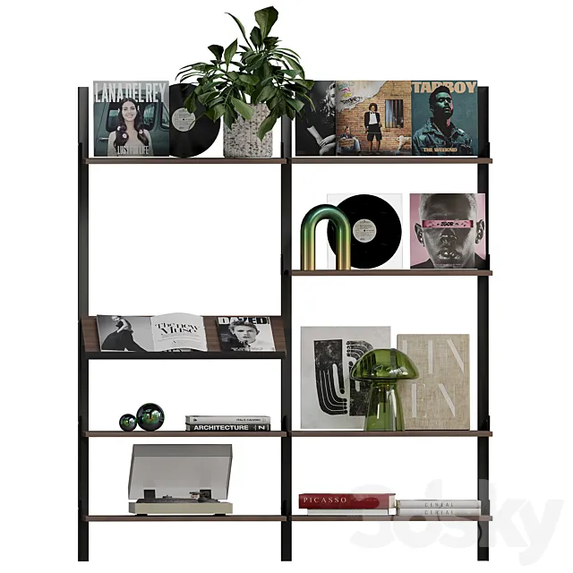 Decorative shelf with vinyl records 2 3ds Max