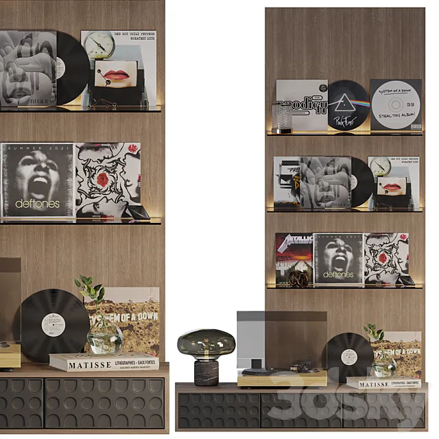 Decorative shelf with vinyl records 3ds Max