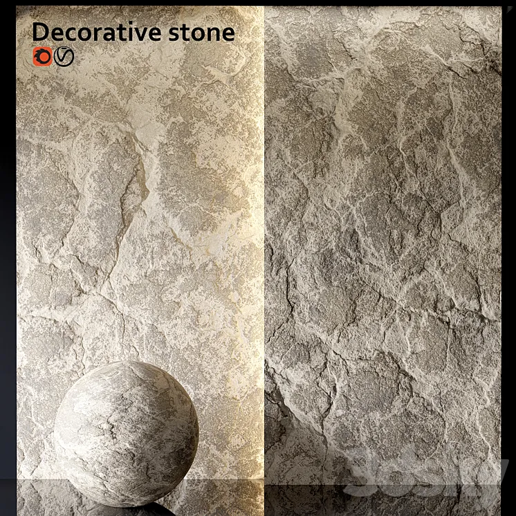 Decorative stone wall 4k 3DS Max