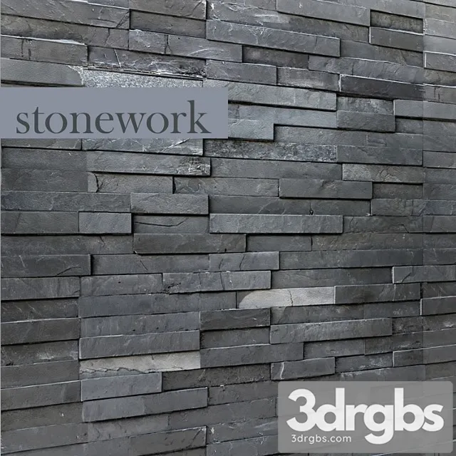 Decorative Stone Wall Decor Wild Black Slate In Loft Style Tiles 3dsmax Download