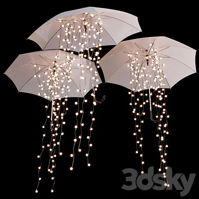 Decorative umbrellas with garlands 3DS Max Model