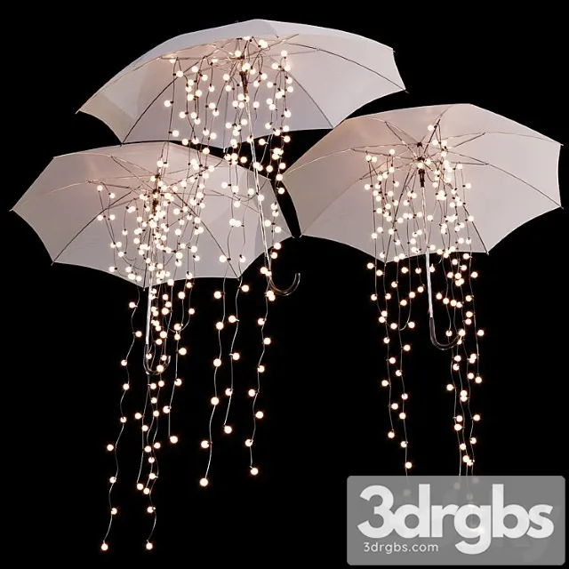 Decorative umbrellas with garlands