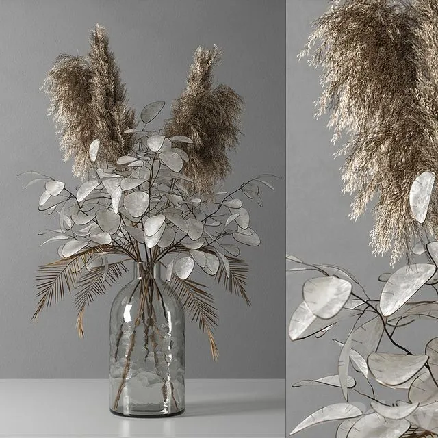 Decorative vase bouquet lunaria dried flowers 3dsMax Model