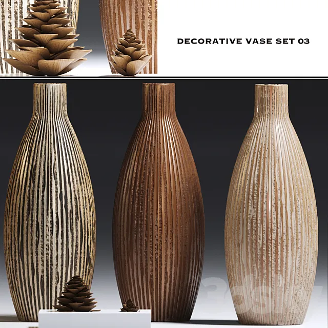 decorative vase set 03 3DSMax File