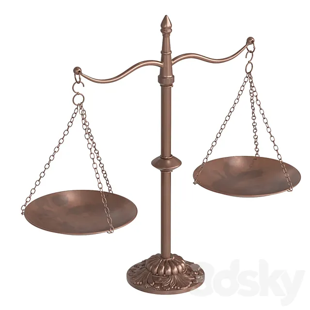 Decorative vintage scales made of aged copper PBR 3ds Max