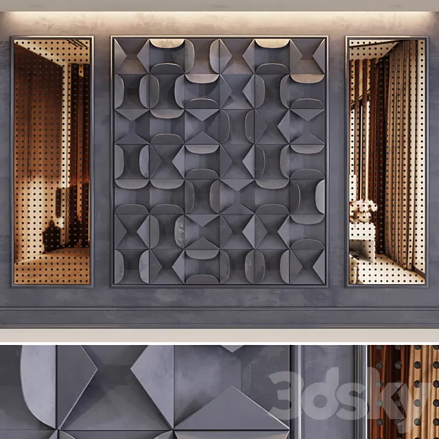 Decorative volumetric wall panel mid century modern 3DSMax File