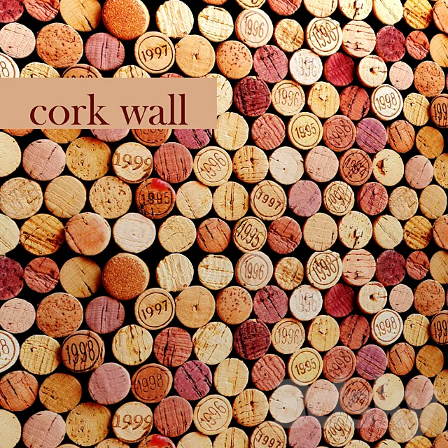 Decorative wall made of wine corks. 3DS Max Model