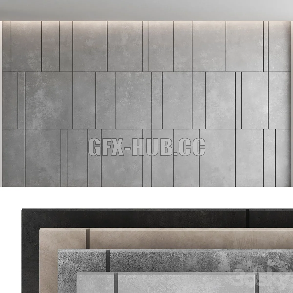 Decorative wall panel set 43 3dsMax Model