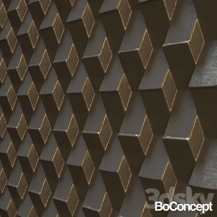 Decorative wall panel 'Wave' 3DS Max