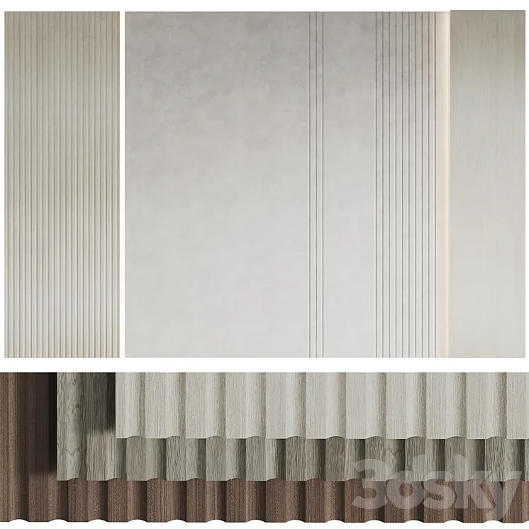 Decorative wall panels Wood 3 3DS Max Model