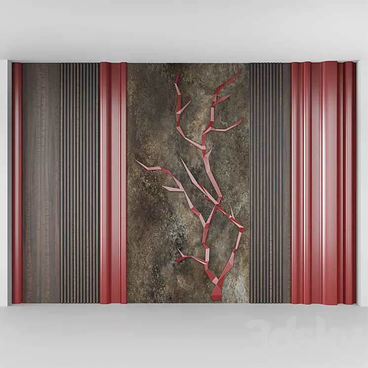 decorative wall red 3DS Max