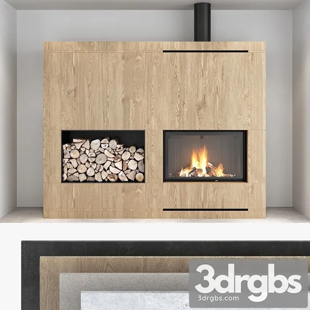 Decorative Wall With Fireplace Set 09 3dsmax Download