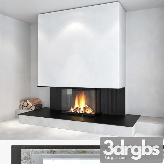 Decorative wall with fireplace set 11