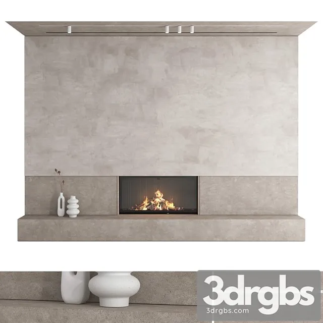 Decorative Wall With Fireplace Set 27 3dsmax Download