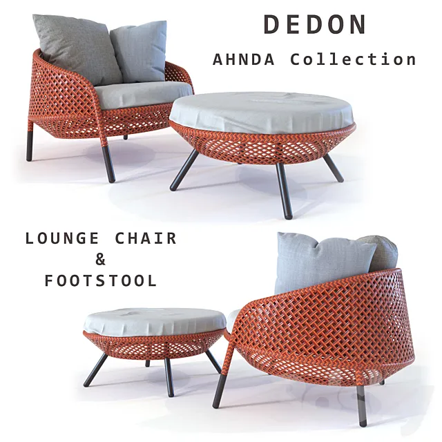 Dedon Ahnda lounge chair and footstool 3DS Max Model