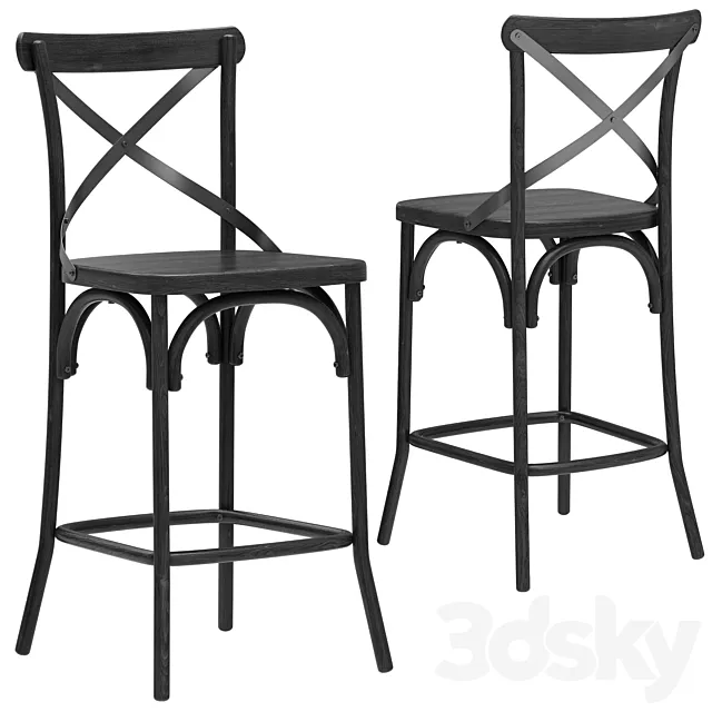 Deephouse semi-bar stool BELLA CROSS black 3DS Max Model