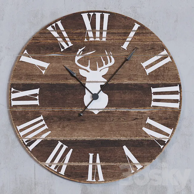 Deer Silhouette Wall Clock 3DS Max Model