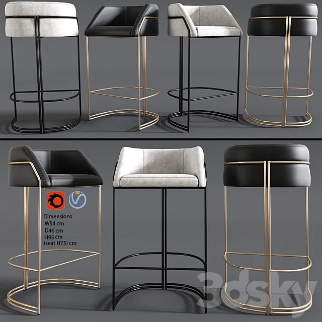 Deja vu bar stool Giopagani 3DS Max Model