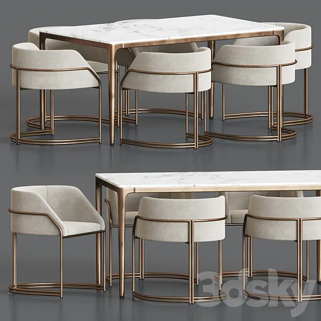 Deja Vu Chair Canto Table Dining Set 3DS Max Model