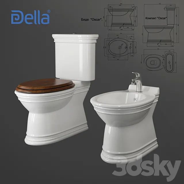 Della. Toilet bowl bidet Oskar 3ds Max