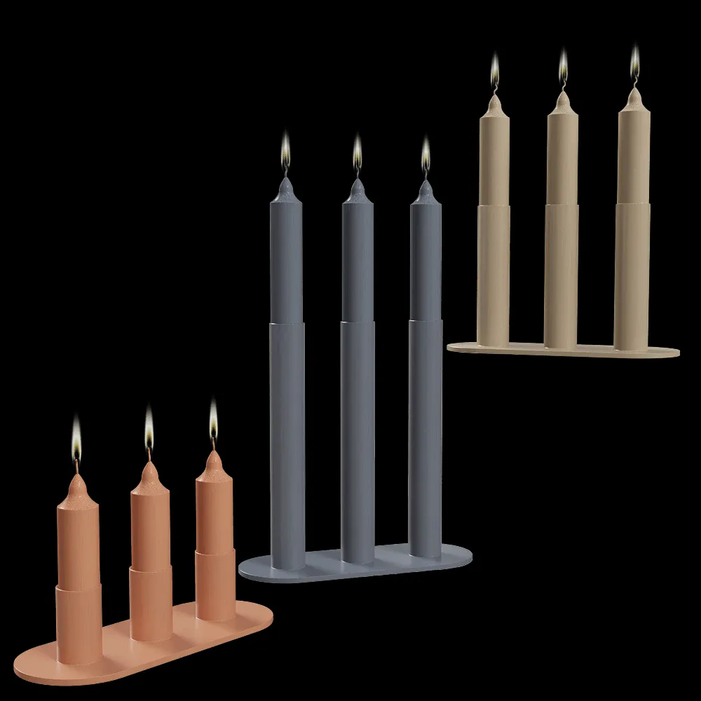 Delo – Triple candlestick Fire 3ds Max