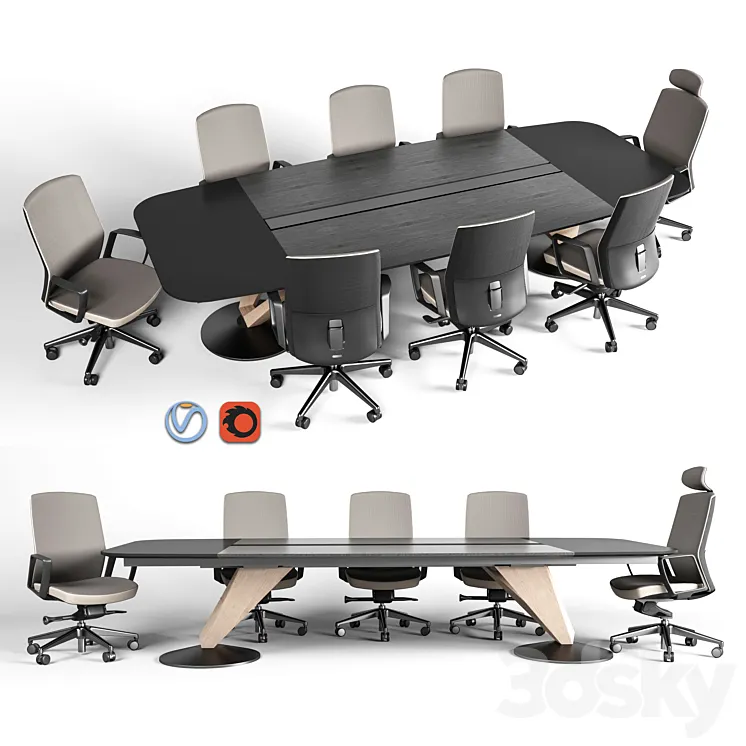 Delta meeting table and chair 3DS Max