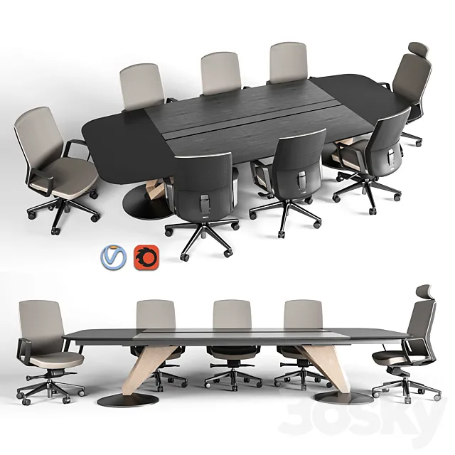Delta meeting table and chair 3DSMax File