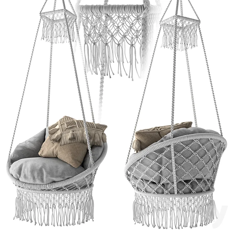 Deluxe Macrame Chair with Fringe 3DS Max