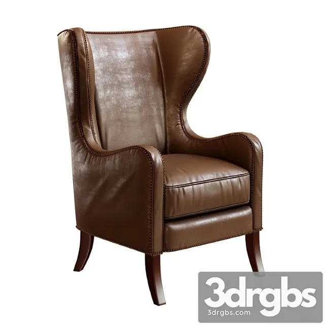 Dempsey wingback chair bourbon leather 3dsmax Download