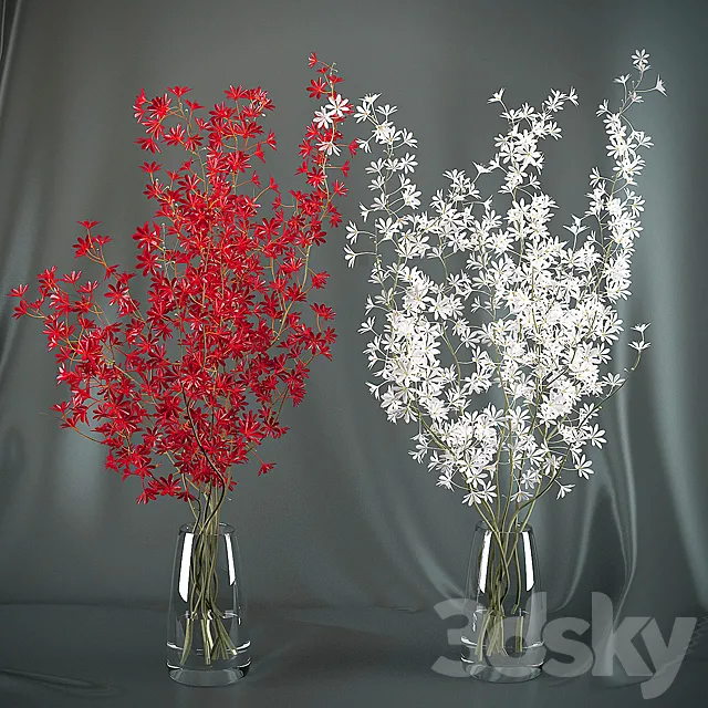 Dendrobium Orchid flowers (red _ white) 3DSMax File