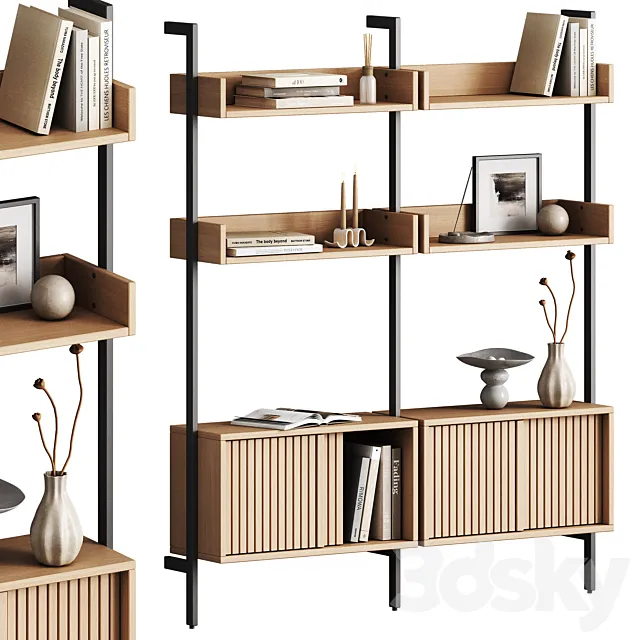 Dennett modular shelving unit with decor 3ds Max