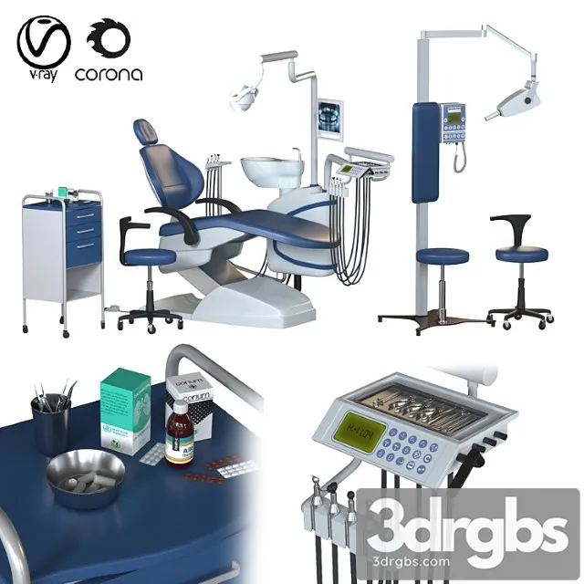 Dental chair unit set (hospital equipment vol 3) 3dsmax Download