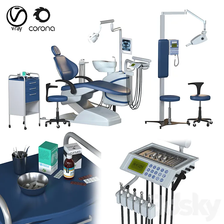 dental chair unit set (hospital equipment VOL 3) 3DS Max Model
