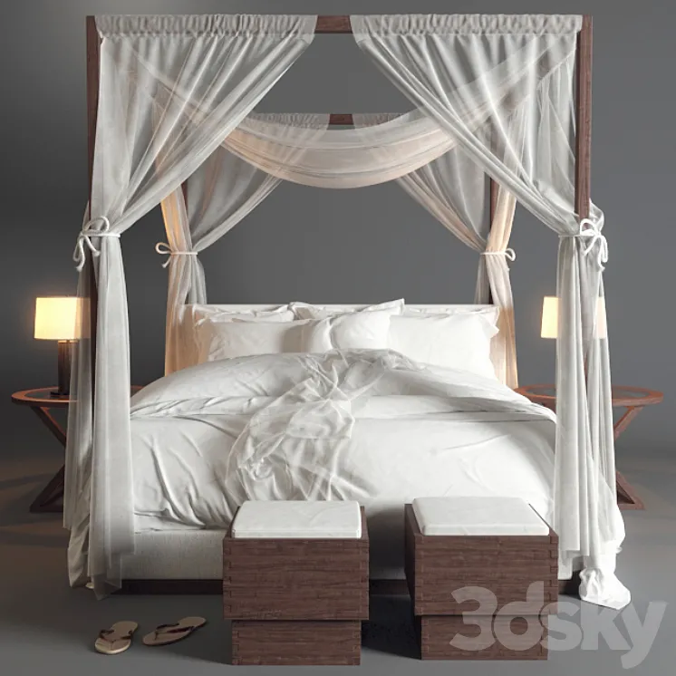 Desert Modern Canopy Bed Ralph Lauren (vray GGX) 3DS Max