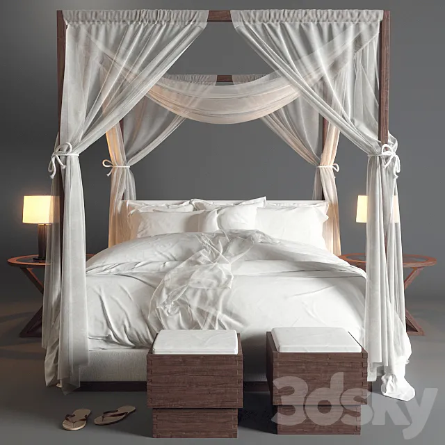 Desert Modern Canopy Bed Ralph Lauren (vray GGX) 3DSMax File