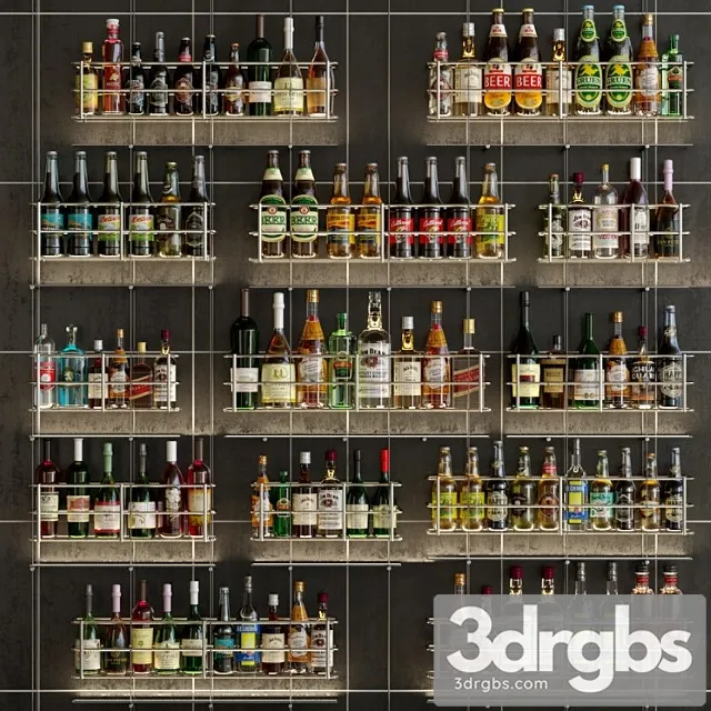 Design project of a bar or restaurant with a beautiful arrangement of bottles. alcohol 3dsmax Download