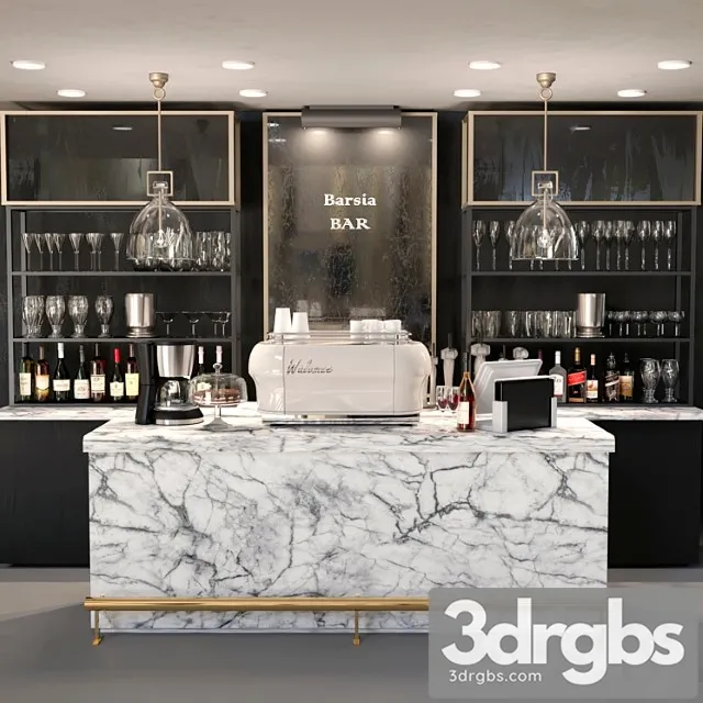 Design project of a bar with a marble bar and wine. alcohol 3dsmax Download