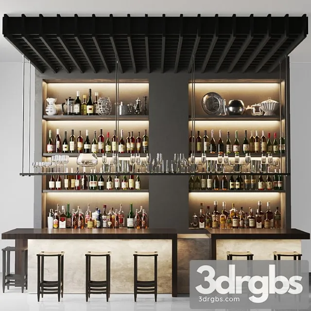 Design project of a bar with wine and sparkling. alcohol collection. bar