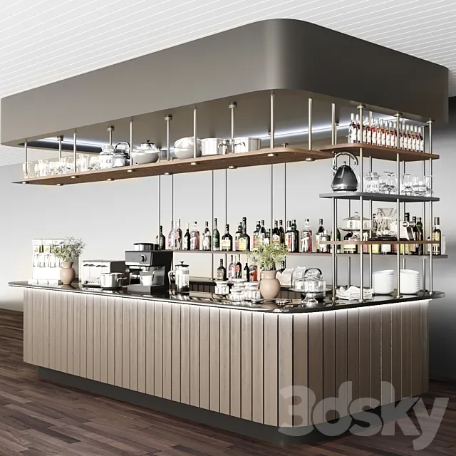 Design project of a cafe in a modern style 2. Alcohol 3DSMax File