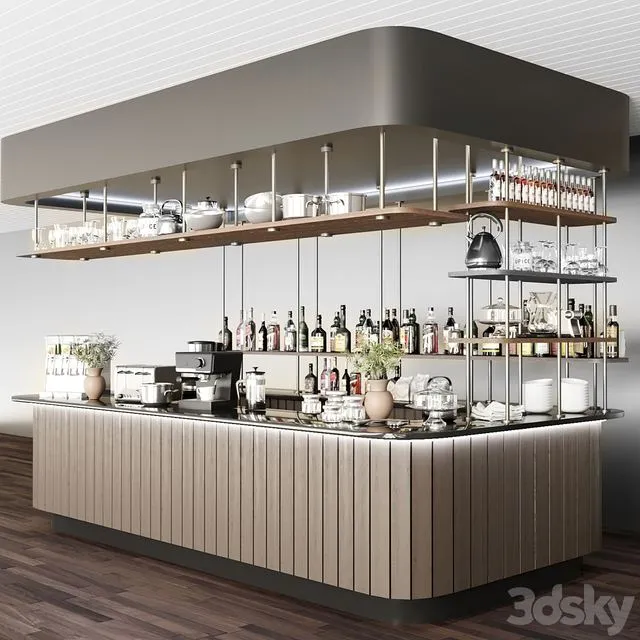 Design project of a cafe in a modern style 2. Alcohol 3dsMax Model