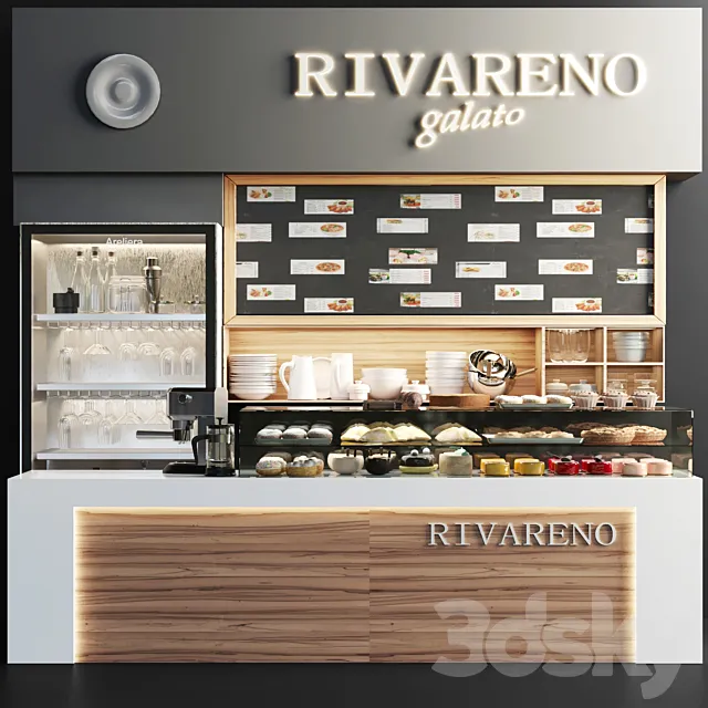 Design project of a cafe with desserts sweets and dishes 34 3ds Max
