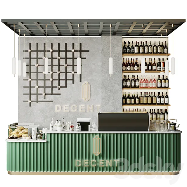 Design project of a coffee shop with a mini bar and wine. coffee point 3DSMax File