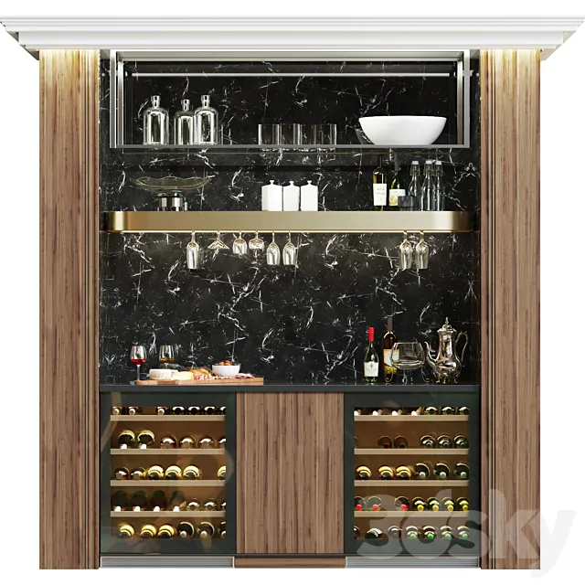 Design project of a restaurant with a wine cooler. 3ds Max