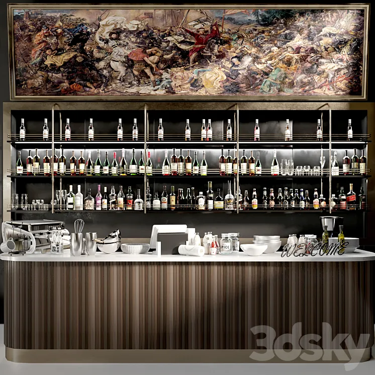 Design project of a restaurant with its own collection of wine and spirits 2 3DS Max