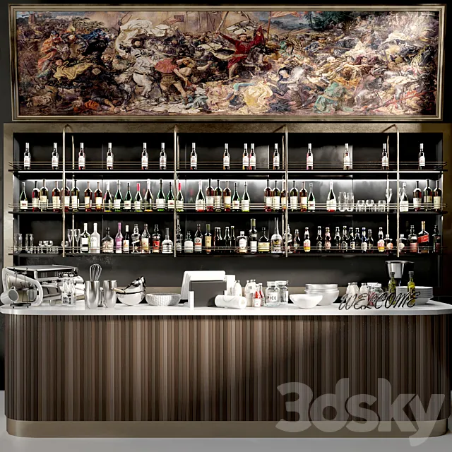 Design project of a restaurant with its own collection of wine and spirits 2 3DSMax File