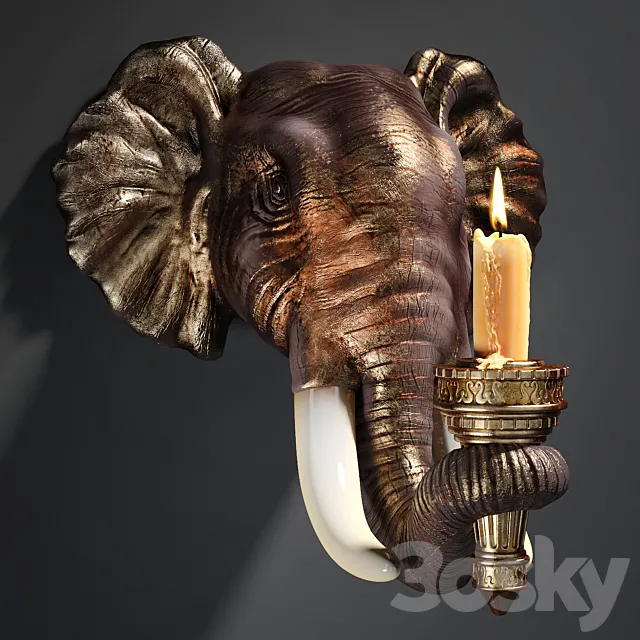 Design Toscano Elephant Sculptural Wall Sconce 3ds Max