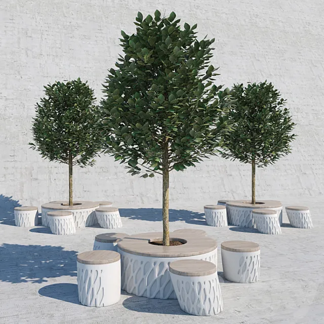 Designer benches for parks 3DS Max Model